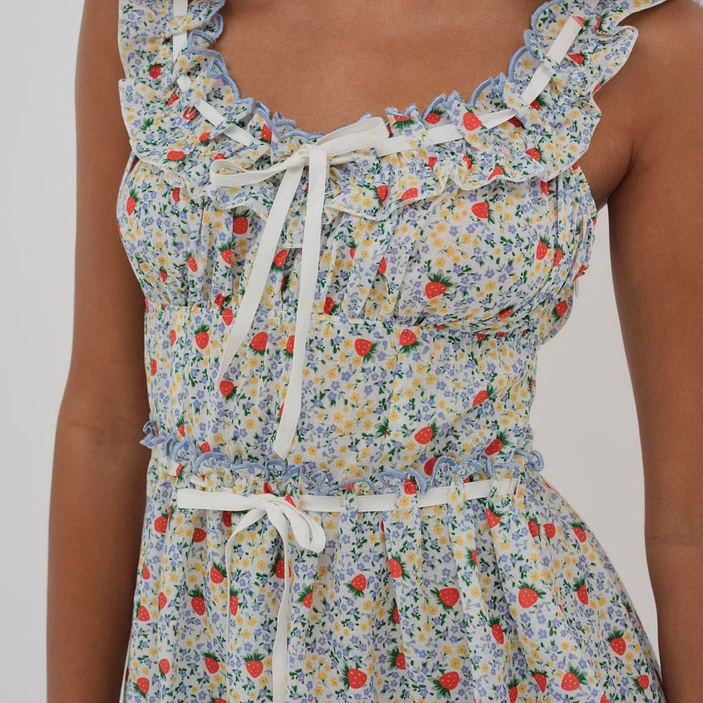 For Love & Lemons Strawberry Kiss Slip Dress - Picture 2 of 9